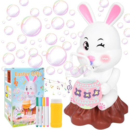 Máquina de burbujas de jabón de Pascua para niños, juego de decoración de huevos de Pascua, juguete de burbujas de jabón, máquina automática de burbujas para cumpleaños, fiestas, bodas, regalos de