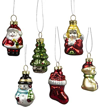 Sass & Belle Glitzy Mini Christmas Characters Shaped Baubles - Set of 6