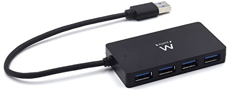HUB EWENT USB 3.1 4 PUERTOS AC POWER NEGRO EW1134