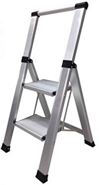 Homelux 710030 Escalera Domestica Plana, Aluminio, 2 Peldaños