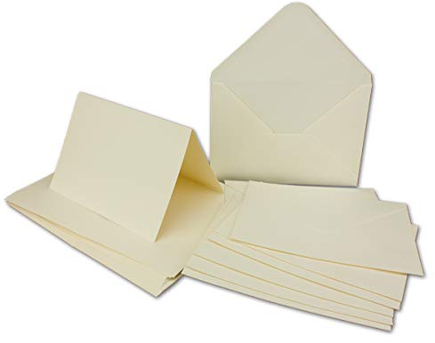 30 x Doppelkarten – Umschlag - Set DIN A6/C6 - creme-weiß – Karte DIN A 6-10,5 x 14,8 cm - 240 g/m² mit Brief-Umschlägen DIN C6-11,3 x 16,0 cm - 120 g/m² Nassklebung
