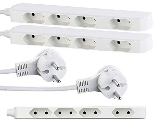 revolt Mehrfachstecker flach: 2er-Set extraschmale 4-Fach-Steckdosenleiste für Eurostecker, 2.300 W (Steckdose flach, Mehrfachsteckdose, Steckdosenverlängerung)