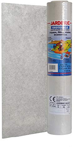 Jardibric – Rollo geotextil antimalezas de malla de poliéster 100 g/m² (0,70 x 60 m) – Barrera duradera contra las malezas para tus callejones y cultivos.