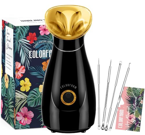 Colorfarm Facial Steamer Nano Ionic: Face Steamer Deep Cleaning Unclogs Pores - Humidifier Hot Mist Home Sauna Spa for Women Men Sinuses Moisturizing