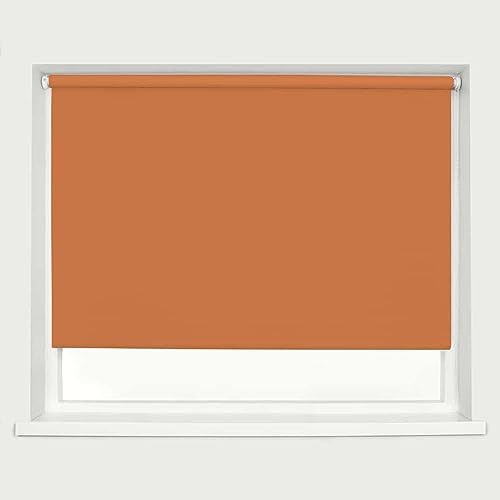 Burnt orange Blackout Roller Blind Metal Fittings Trimmable UV Protection Thermal Properties Premium Fabric Home Office Bedroom Kids Room Child Safe Easy Fit 90cm Width x 160cm Drop