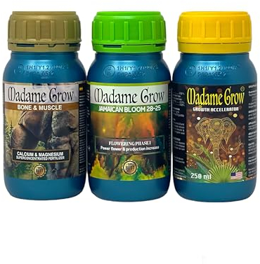 Madame Grow - Organischer Dünger - Dünger oder Düngemittel - Wachstum, Blüte und bei Kalzium- und Magnesiummangel - Für Pflanzen 420 - PACK GARDEN (3x250ml)