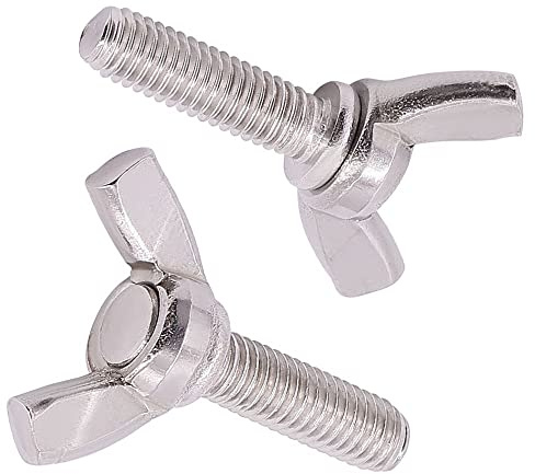 M6-1.0 x 30mm (15 pcs) Stainless Steel Wing Bolts Screws, 304 Stainless Steel 18/8, Thumb Bolts Screws, Butterfly Nuts, DIN316