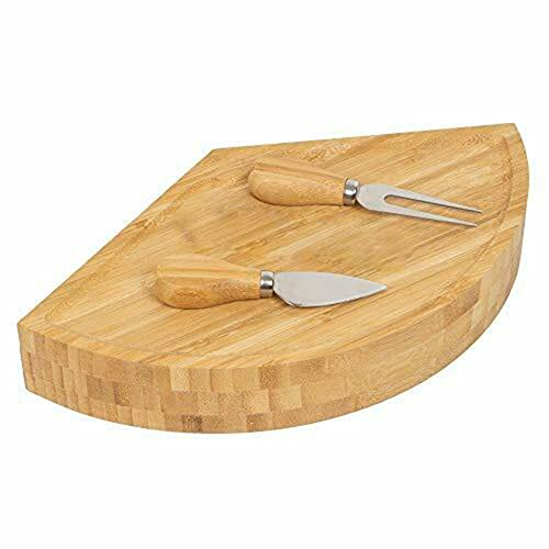 Plato de Madera for Queso, Tabla de Queso de bambú con Juego de Cuchillos for Queso, Plato Giratorio de Madera for Servir Queso y Aperitivos