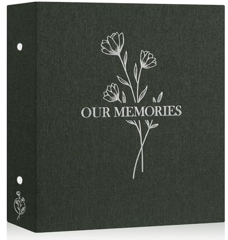 Lanpn Lino Album Fotografico 10x15 600 Tasche, OUR MEMORIES Biancheria Album Foto Portafoto Verticale Orizzontali Tascabile Tasca (Verde)