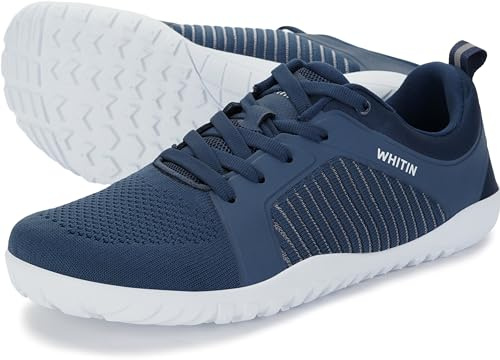 WHITIN Men's Wide Barefoot Minimalist Shoes Zero Drop Trail Running Sneaker Cross Training Minimus Weightlifting Walking Sport Gym Male Dark Blue 43