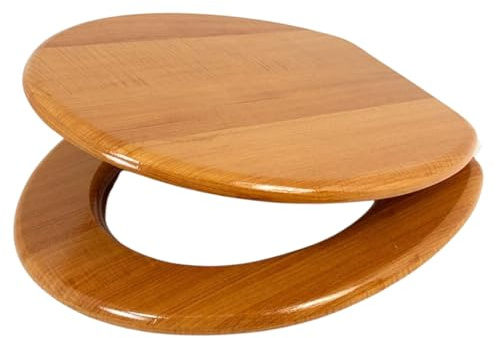 18'' MDF Universal Oval Toilet Seat, Stainless Steel Hinges | Adjustable Seat, Anti-Slip, Easy to Clean | Ideal for Bathroom and En-Suite Use (Antique Pine)