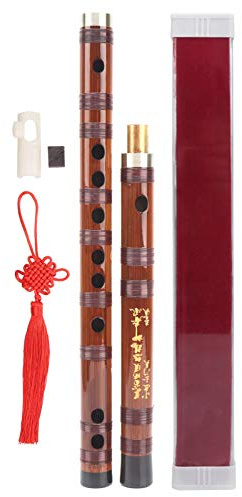 Zenithaur G Key Bambu Flute Vintage Dizi G Key Bambu Flute med bambusmembran & sammetväska för nybörjare