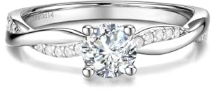 FANCIME 0,3-0,5 Carati Anello con Diamante Coltivato in Laboratorio da Donna, Anello Elegante e Senza Tempo in Argento Sterling 925, Anello di Fidanzamento, Matrimonio, San Valentino per Donne (Colore