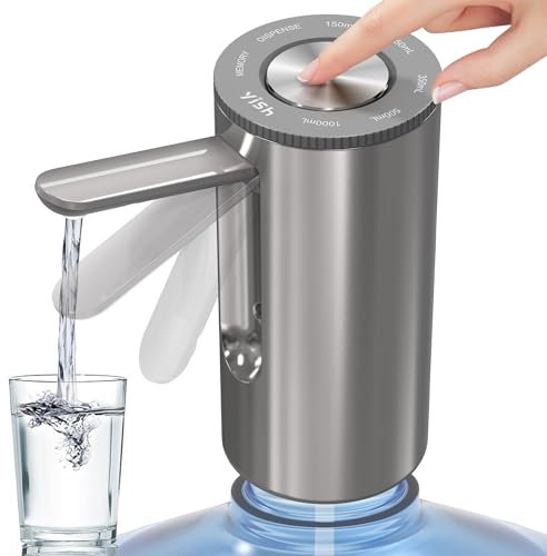 YISH Dispensador de Agua Electrico：Dosificador de Agua Portable de 3.8-18.9 litros, Dispensador para Botellas Recargable por Tipo C, Bomba Agua Garrafa para el Hogar, Camping, Oficina