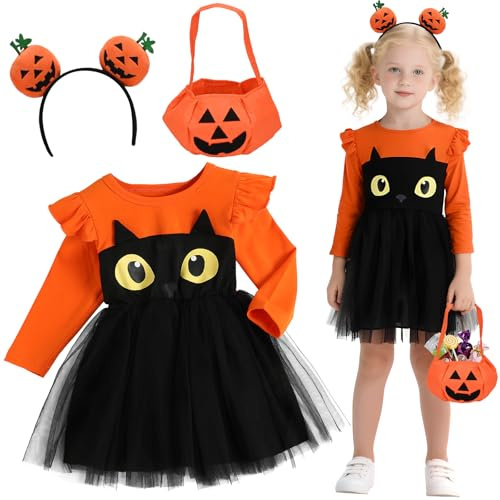 Smlper Costume d'Halloween pour enfant - Costume d'Halloween pour enfant avec chapeau et sac à bonbons citrouille - Costume d'Halloween - Costume de citrouille mascarade pour enfants