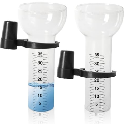 Dwitkul Confezione da 2 Pluviometri, Pluviometro da 35 mm, Vetro di Ricambio per Pluviometro con Supporto, Pluviometro a Imbuto, Pluviometro da Esterno, Antigelo per Cortile, Giardino
