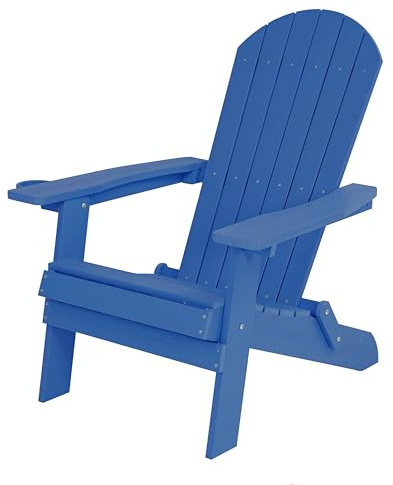 AXI Claire Chaise Adirondack, Transat Plastique, Bleu | Chaise De Jardin, 1 Personne/Fauteuil Exterieur/Chaise Exterieur | Transat À Dossier Haut - 84,5 X 77 X 95,5 Cm