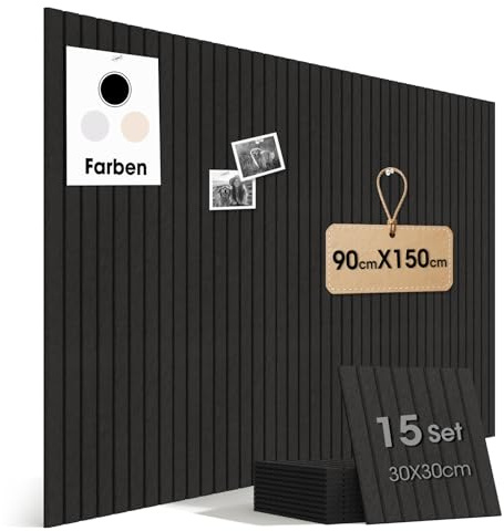 MQAAUP Large Cork Board for Walls 59 x 36,15 Pack 12X12Felt Bulletin Board Tiles with 120 Adhesive Tabs,Cork Board Alternative for Office Decor, Push Pin Board Wall Organizer- Black