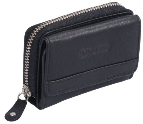 Minibörse OTARIO in Echt-Leder, schwarz, 9x6,5cm