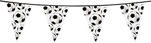 Boland 62500 - Wimpelkette mit Fußball Motiv, Länge 6 Meter, 15 Wimpel a 19 x 30 cm, Girlande, Party Deko, Dekoration für Geburtstag oder Fußball WM