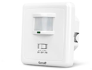Garza Power - Detector de Movimiento Infrarrojo de Pared Empotrable, Ángulo de Detección 160º, función Interruptor, Blanco