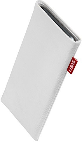 fitBAG Rock vit mobilväska väska av textiltyg med mikrofiberfoder för Caterpillar Cat S62 Pro | Skal med rengöringsfunktion | Made in Germany