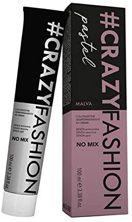 Crazy Fashion, Coloration Semi-Permanente, sans Ammoniaque, Résorcinol et PPD, Coloration Crème Semi-Permanente, Durée 6 à 8 Shampoings, Couleur Mauve Pastel, 100 ml