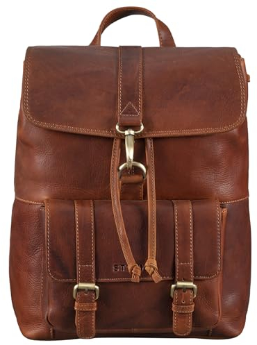 STILORD 'Kacey' Leather Backpack Handbag Womens 13,3 inch Laptop Backpack Vintage Daypack Ladies Rucksack Ideal as Business Backpack Travel Bag School Bag, Colour:porto - cognac