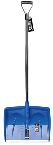 FORTENA Große Schneeschieber 50,5 cm - Schneeschaufel mit leichtem Stahlstiel Blau - Kunststoff Schneeräumer mit Aluprofilkante - Ergonomische Schneeschüppe, Stark Schneeschippe im Winter