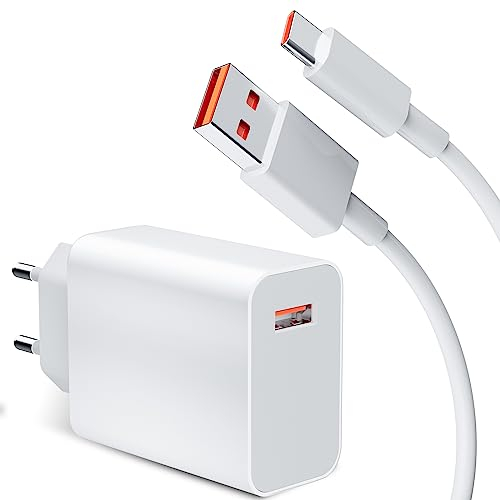 USB Charger and USB C Cable for Xiaomi Redmi Note 11S 11 12S 12, Turbo Charging 6A USB to Type C Cable 2M Charger Adapter 33W Fast Charge for Xiaomi 11 Lite 5G NE Pad 5 Mi 11i 10T 9 POCO X5 M 4 Pro