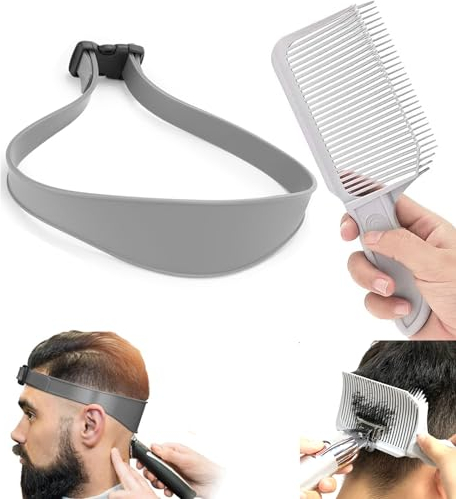 Haarschneidekamm Friseur Kamm,Verstellbare Haarschneide Schablone, Fade Kamm Männer Barber Set,Gebogenes Silikon Haarschnittband Haare Schneiden übergang Haarschneidemaschine