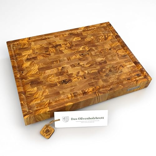 DAS OLIVENHOLZBRETT®Mosaik Schneidebrett m.Saftrille/rechteckig 40x30x4,5cm