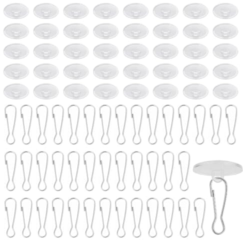 Nodcows Lot de 40 Crochets Plafond Adhesif Transparent, Crochet Adhésif Plafond avec Clips sans Percer pour Suspendre Moustiquaires fête d'anniversaire Bannière Décorations