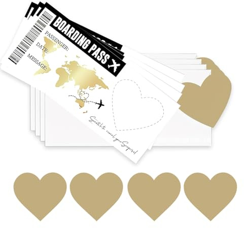 Bettinay 4PCS Holiday Scratch Card Reveal Set, Destination Scratch Card for Personalised Flight Ticket Boarding Pass Surprise Trip