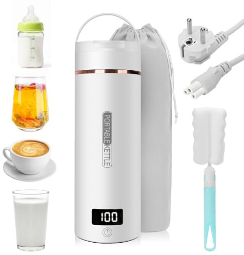 Hervidor Agua Electrico Pequeño, 450ML Hervidor De Agua Portátil Pequeño, calentador de agua portatil, Acero Inoxidables 316 con 6 Niveles de Temperatura,con Apagado Automático, para Café y Té, Leche