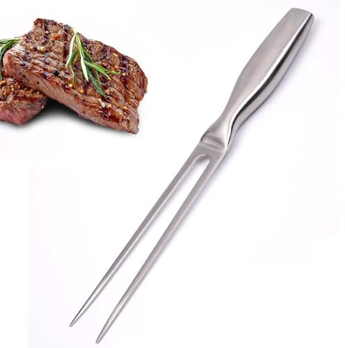 Stainless Steel Meat Fork, Durable Stainless Steel Meat Fork with Ergonomic Handle, Anti-Slip Long Handle Meat Fork, for BBQ, Kitchen, Turkey, Roast, and Dinner Parties