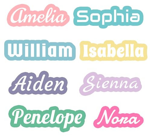 Adesivi in vinile impermeabili personalizzati per bottiglie d'acqua, bicchieri, laptop, caschi, auto e asili nido, testo, colori e caratteri personalizzabili, durevoli, lavabili in lavastoviglie