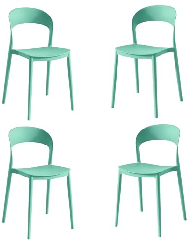eacommerce | Sedia impilabile da cucina | Polipropilene 40x39x78 cm | Leggera, facile da pulire, design ergonomico | Adatta per interni ed esterni, resistente e versatile (Set 4 Sedie, Verde Menta)