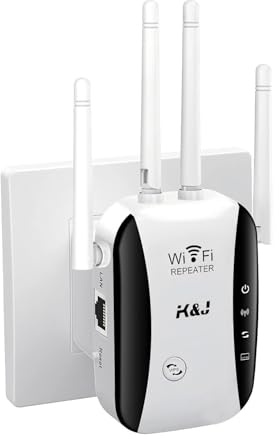 WiFi Booster, 4 Antennas Up to 5000 Sq.ft and 50 Devices, WiFi Repeater