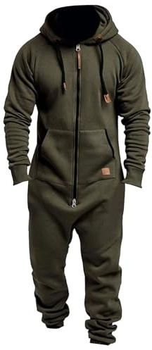 One Piece Hoodie Herr Fleece Hooded One Piece Jumpsuit Varm Onesie Dragkedja Romper Pyjamas Loungewear Outfit