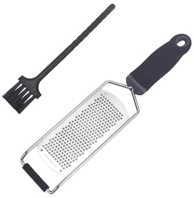 Androxeda 1 Pezzo Grattugia Formaggio Manuale In Acciaio Inossidabile Per Parmigiano Limone E Zenzero Con Copertura Protettiva E Spazzola Lavabile In Lavastoviglie