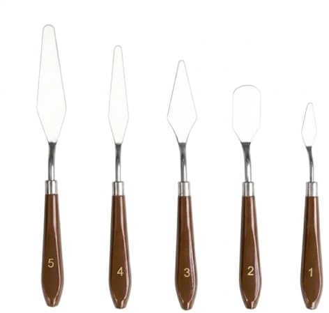 TSUOUKL Juego de 5 Espátulas de Acero Inoxidable, Espátulas Biseladas para Repostería, Ideales para Alisar Glaseado y Crema, También Apta para Pintura al Óleo