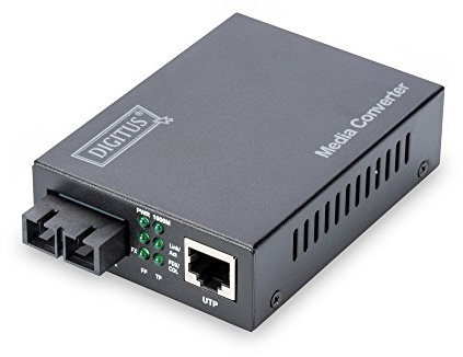 Convertidor de medios DIGITUS Professional DN-82121-1 - Modo único - Gigabit Ethernet - Toma SC - Longitud de onda de 1310 nm - hasta 10 km - Negro