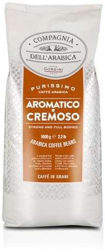 Caffè Corsini - Compagnia dell'Arabica, Arabica Kaffeebohnen Aromatisch und Cremig, 1 kg Packung geröstete Kaffeebohnen