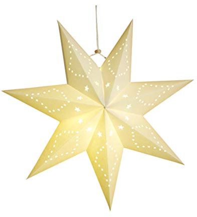 Star Paper Lantern - 7 Pointed Ceiling 3D Large Star Lampshade Hanging Ornament for Christmas, Wedding, Birthday, Party, Home Decoration - 45 * 45cm, White