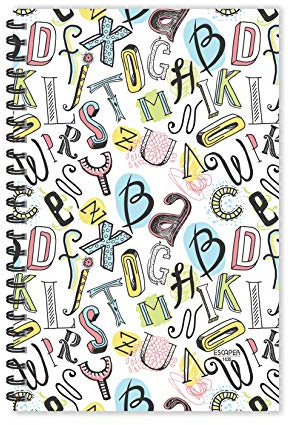 ESCAPER Alphabets Pattern Printed Diary | Ruled - A5 Size - 8.5 x 5.5 inches DIary | Sketch Printed Diary | Words Printed Diary | Diary for Office | Diary for Gift