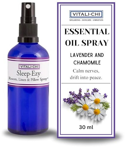 Sleep-EZY - Spray per cuscino alla lavanda, realizzato con oli essenziali puri di lavanda e camomilla, per camera, lino, cuscino e per dormire, sicuro anche per i bambini, 30 ml