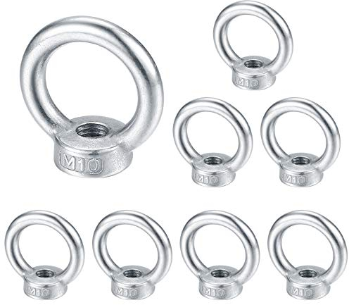 M10 écrou à oeil, anneau de levage boulon à œil, acier inoxydable 304 écrou de bague, piton à visser ecrous - 8 Pcs
