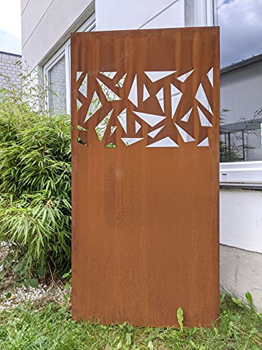 Zen Man Valla de Metal Oxidado Celosía para Jardín, Decoración Exterior, 1 mm, 032132-2, Ancho 75 cm, Altura 150 cm