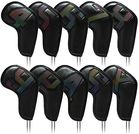 Lipeed Housses pour clubs de golf en cuir PU imperméable avec numéros, housses pour clubs de fer